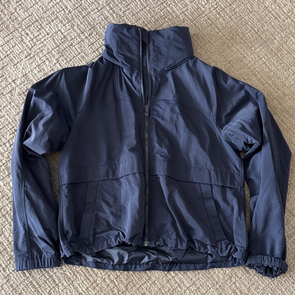 Lululemon Navy Blue Windbreaker Jacket with tuck away hood